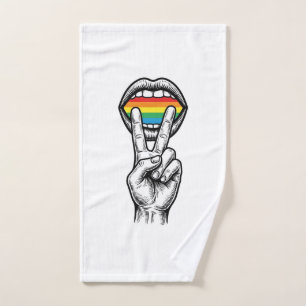 Vintage Rainbow Peace Hand Pride Vector Shirt_1 Towel
