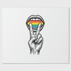 Vintage Rainbow Peace Hand Pride Vector Shirt_1 Wrapping Paper
