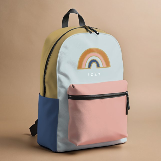 Vintage Rainbow Personalised Name Initials Printed Backpack (Creator Uploaded)