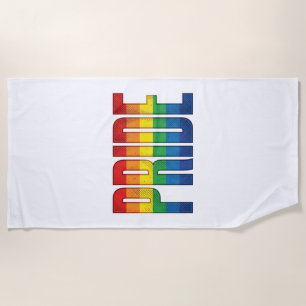 Vintage Rainbow Pride Typography Shirt Design_1 Beach Towel