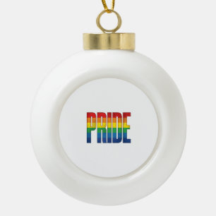 Vintage Rainbow Pride Typography Shirt Design_1 Ceramic Ball Christmas Ornament