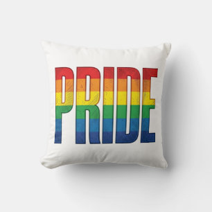 Vintage Rainbow Pride Typography Shirt Design_1 Cushion