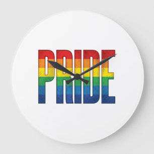 Vintage Rainbow Pride Typography Shirt Design_1 Large Clock