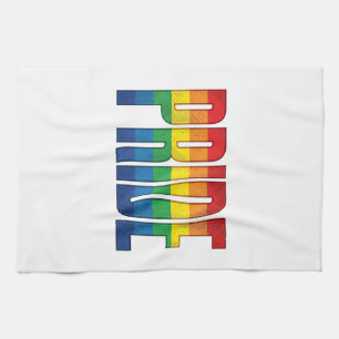Vintage Rainbow Pride Typography Shirt Design_1 Tea Towel