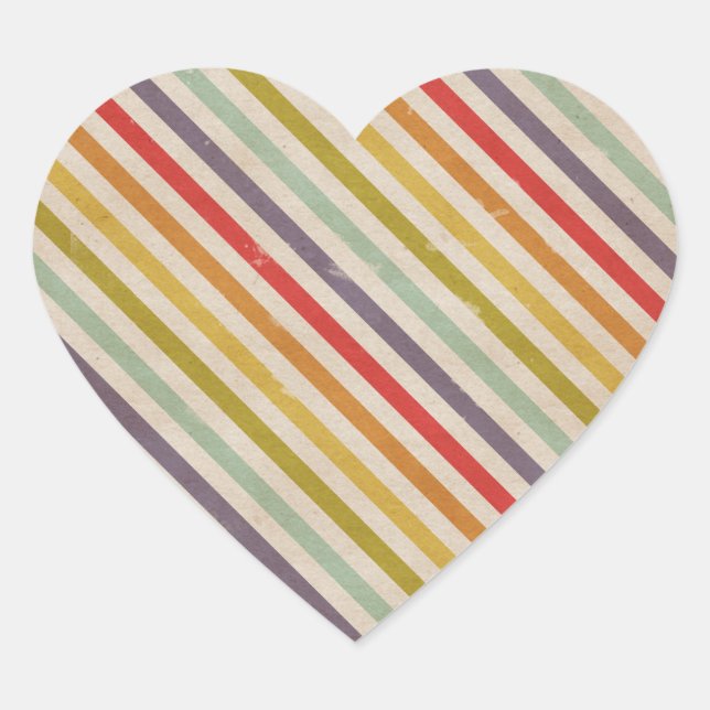 Vintage Rainbow Rustic Grunge Colourful Heart Sticker (Front)