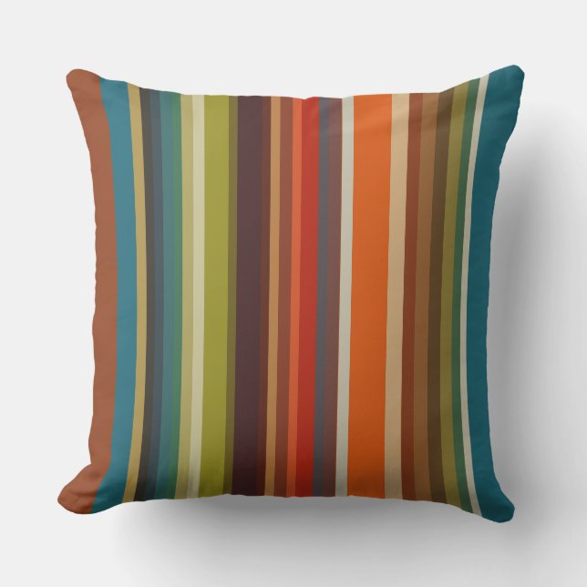 Vintage Rainbow Stripes Cushion (Front)