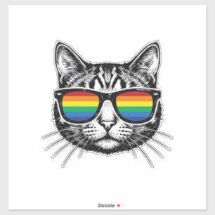 Vintage Rainbow Sunglasses Cat Pride Shirt Design_