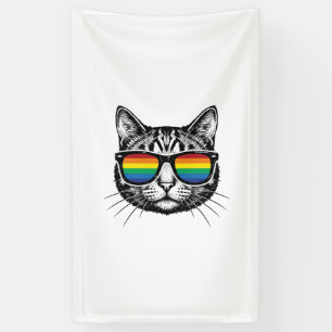 Vintage Rainbow Sunglasses Cat Pride Shirt Design_ Banner