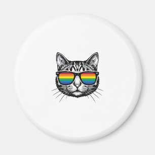 Vintage Rainbow Sunglasses Cat Pride Shirt Design_ Magnet