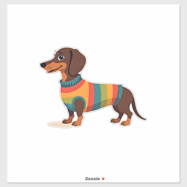 Vintage Rainbow Sweater Dachshund Cute Long Dog Il (Sheet)