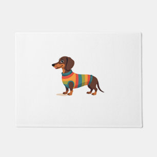 Vintage Rainbow Sweater Dachshund Cute Long Dog Il Doormat