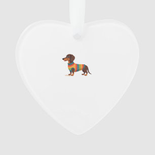 Vintage Rainbow Sweater Dachshund Cute Long Dog Il Ornament