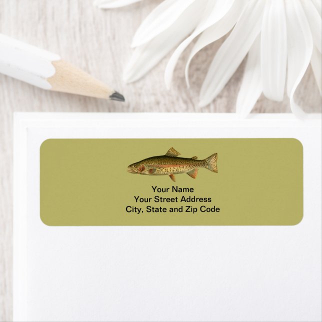 Vintage Rainbow Trout Dark Khaki Label (Insitu)