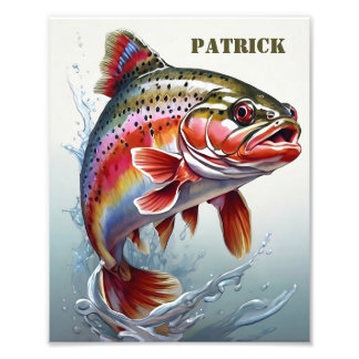 Vintage Rainbow Trout Fish - Fisherman Fishing Photo Print