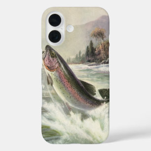 Vintage Rainbow Trout Fisherman Fishing for Fish iPhone 16 Case