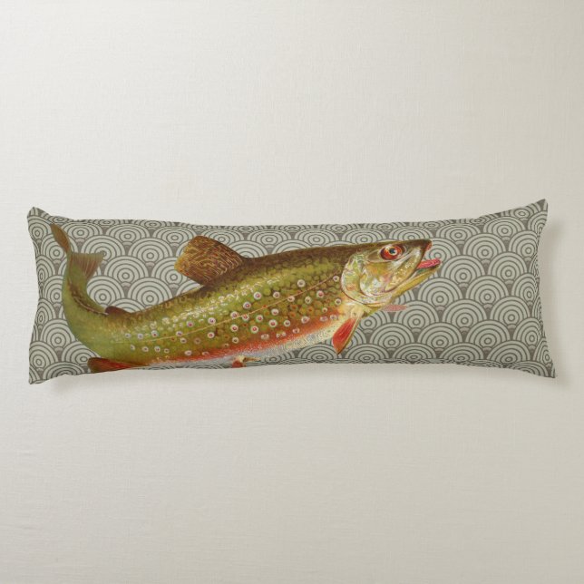 Vintage Rainbow Trout Fly Fishing Body Cushion (Back)