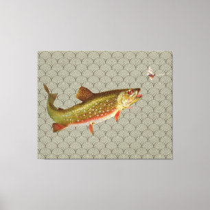 Vintage Rainbow Trout Fly Fishing Canvas Print