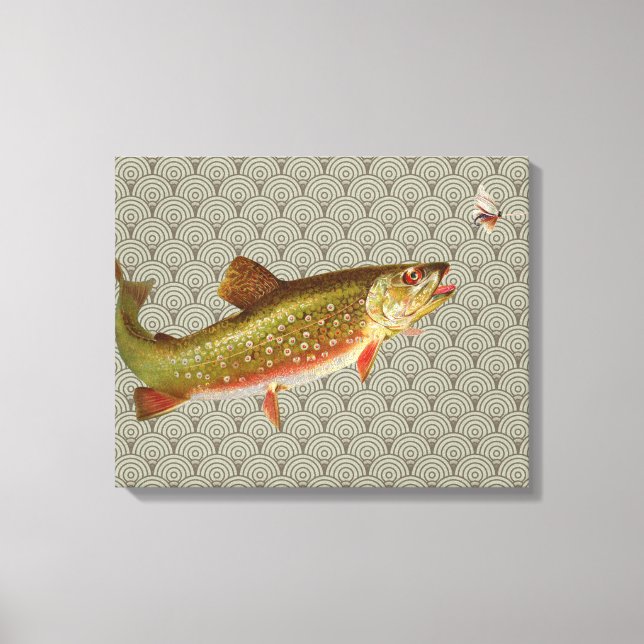 Vintage Rainbow Trout Fly Fishing Canvas Print (Front)