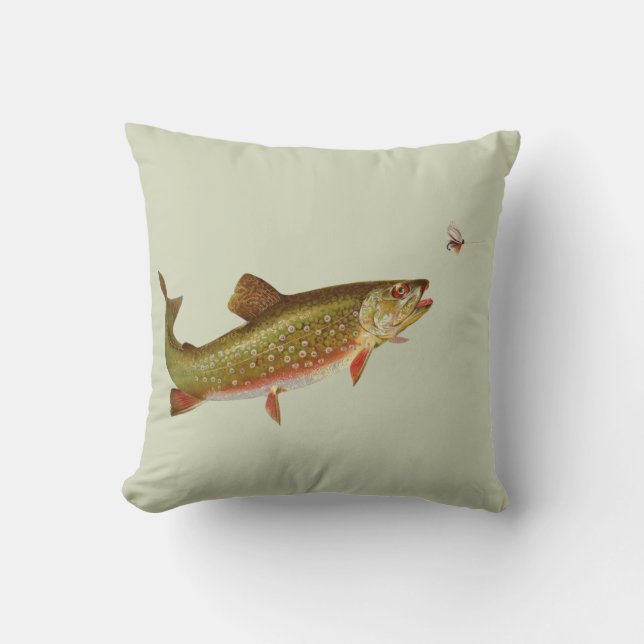 Vintage Rainbow Trout Fly Fishing Cushion (Front)