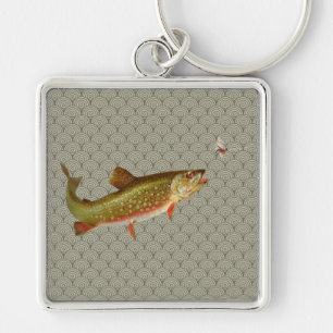 Vintage Rainbow Trout Fly Fishing Key Ring