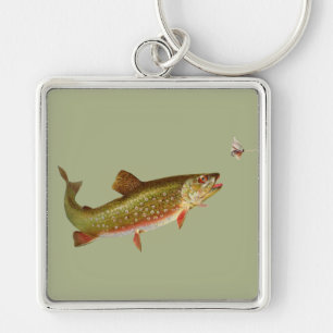Vintage Rainbow Trout Fly Fishing Key Ring