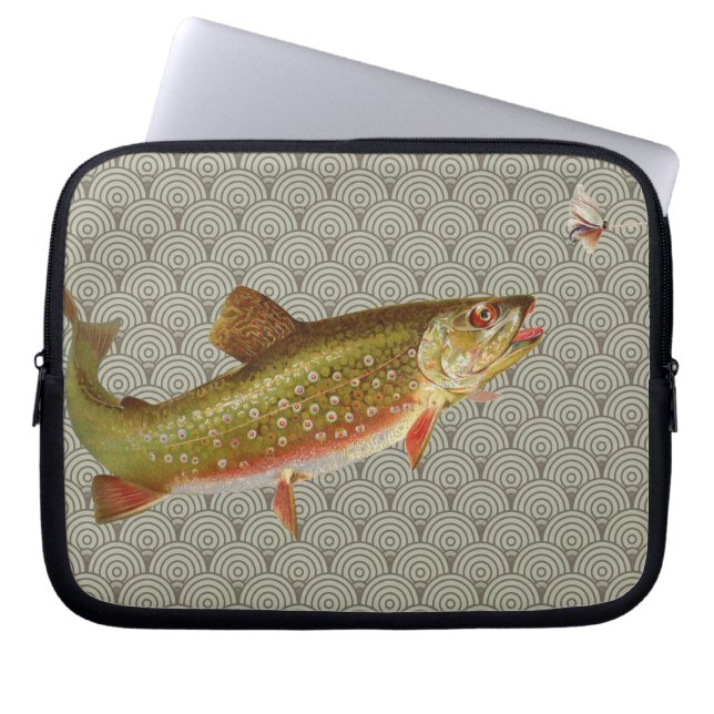 Vintage Rainbow Trout Fly Fishing Laptop Sleeve (Front)