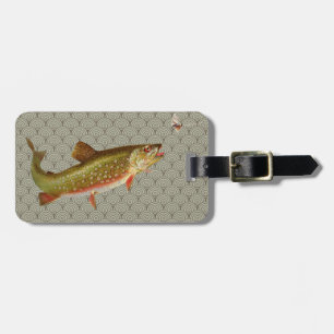 Vintage Rainbow Trout Fly Fishing Luggage Tag