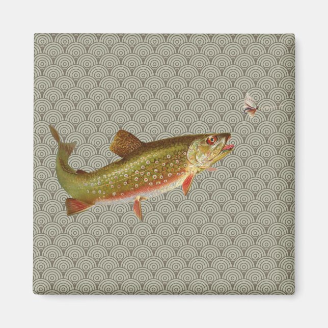 Vintage Rainbow Trout Fly Fishing Magnet (Front)