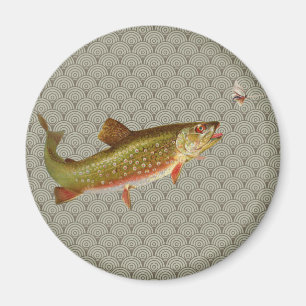 Vintage Rainbow Trout Fly Fishing Magnet