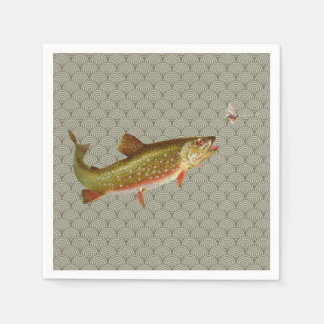 Vintage Rainbow Trout Fly Fishing Napkin