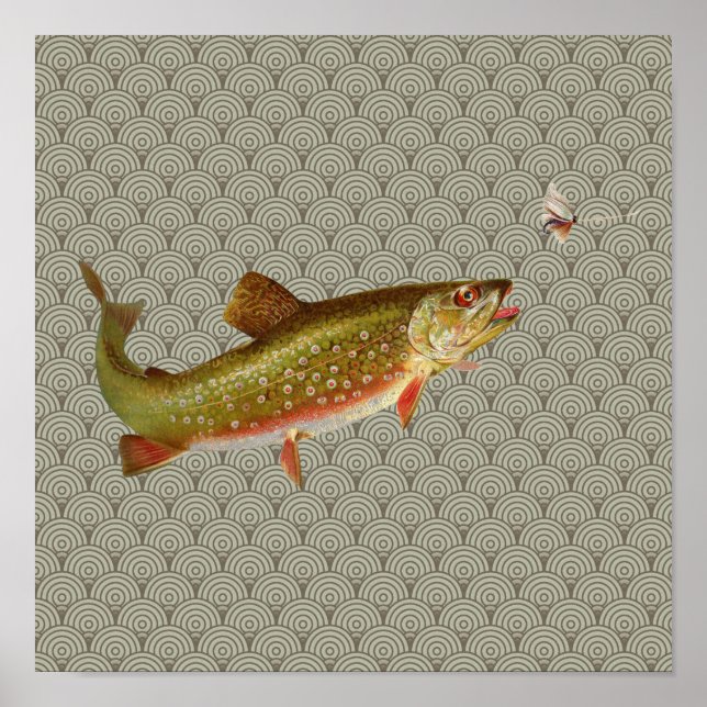Vintage Rainbow Trout Fly Fishing Poster (Front)