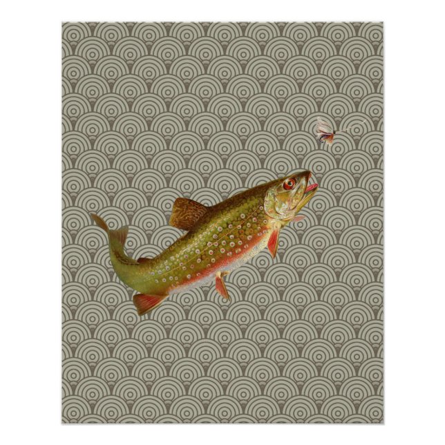 Vintage Rainbow Trout Fly Fishing Poster (Front)