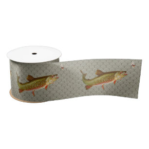 Vintage Rainbow Trout Fly Fishing Satin Ribbon