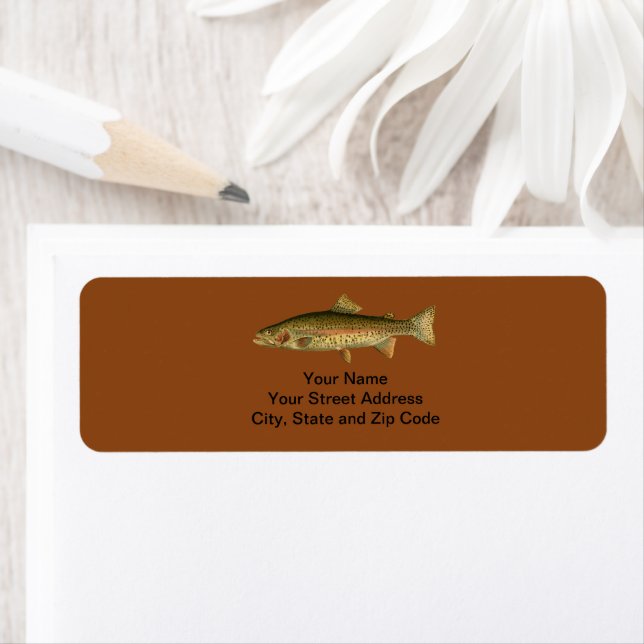 Vintage Rainbow Trout Saddle Brown Labels (Insitu)