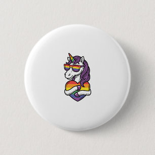 Vintage Rainbow Unicorn Heart Pride Shirt Design_1 6 Cm Round Badge