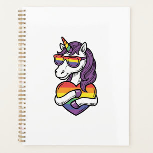 Vintage Rainbow Unicorn Heart Pride Shirt Design_1 Planner