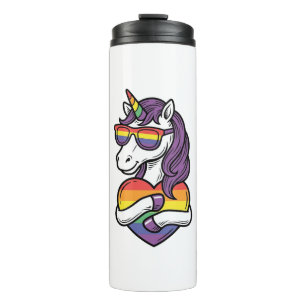 Vintage Rainbow Unicorn Heart Pride Shirt Design_1 Thermal Tumbler