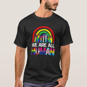 Vintage Rainbow We Are Human Pride LGBT Ally Gay T-Shirt