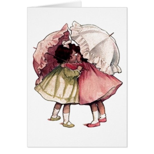 Vintage Rainy Day Girls Card