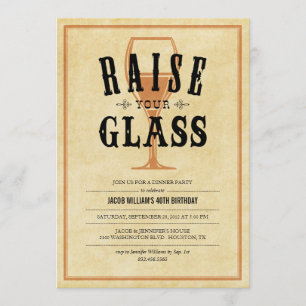 Vintage Raise Your Glass Party Invitations