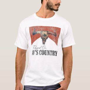 Vintage Raised On 90'S Country Music Bull Skull We T-Shirt