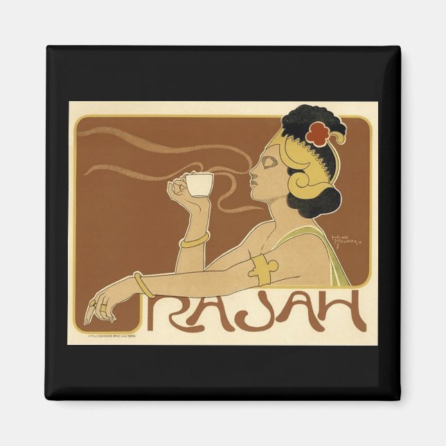 Vintage Rajah Coffee Ad Dark Border Magnet (Front)