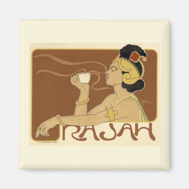 Vintage Rajah Coffee Ad Light Border Magnet (Front)