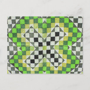 Vintage Ralli Quilt Design 1-Green Postcard