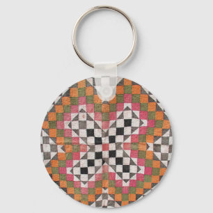 Vintage Ralli Quilt Orange Key Ring
