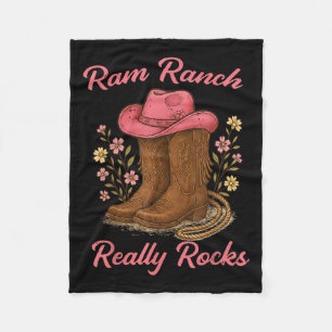 Vintage Ram Ranch Really Rocks Cowboy Boots Wester Fleece Blanket