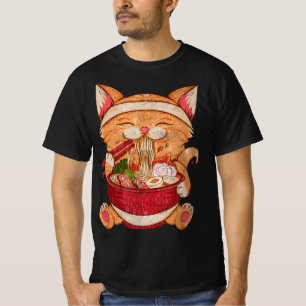 Vintage Ramen Cat Japanese Food Kawaii Anime Girls T-Shirt