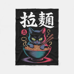 Vintage Ramen Cat Kawaii Japanese Food Noodle Anim Fleece Blanket
