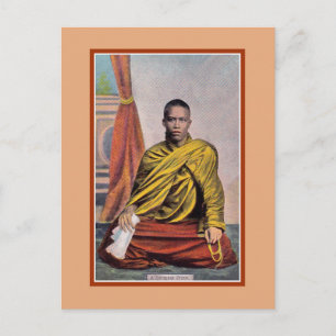 Vintage Rangoon Burmese priest Postcard