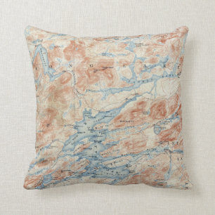 Vintage Raquette Lake New York Topographical Map Cushion